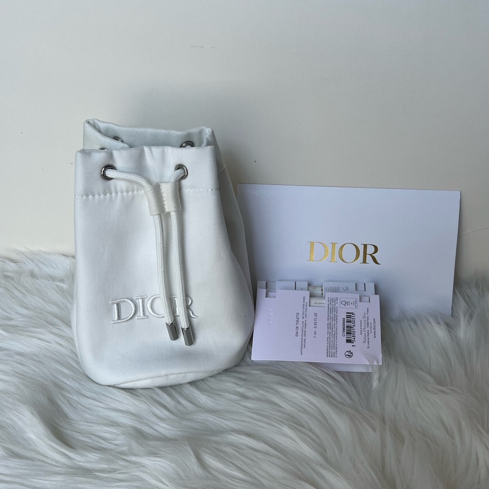 Dior White Drawstring pouch